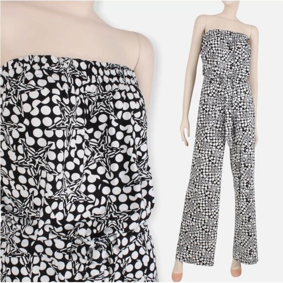 Diane Von Furstenberg DVF Ani Strapless Jumpsuit Romper Polka Star Stretch 6 - Picture 12 of 12